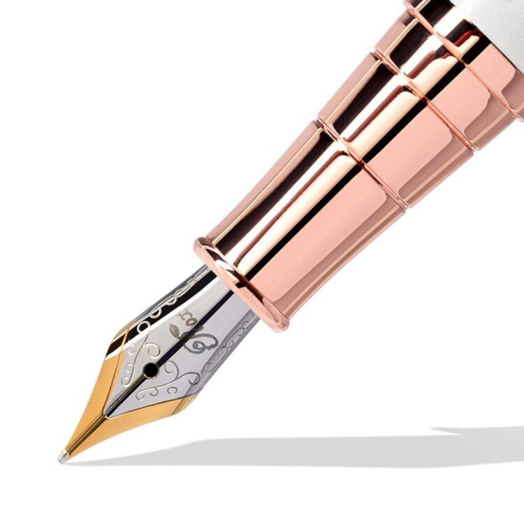 white sidef rose gold stilou