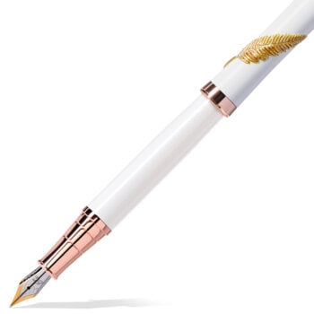 White Gold Feather Stilou