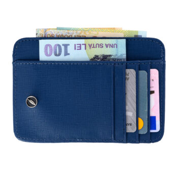 Port-card Navy Blue Piele Naturalӑ