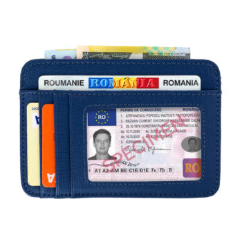 Port-card Navy Blue Piele Naturalӑ