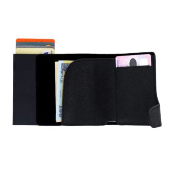 Port-card Black Compact Piele Naturala