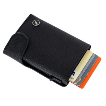 Port-card Black Compact Piele Naturala