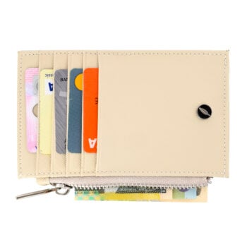 Port-card Ivory Zipper Piele Naturala