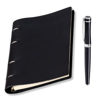 set agendă ivory 2026 piele naturală + stilou white sidef