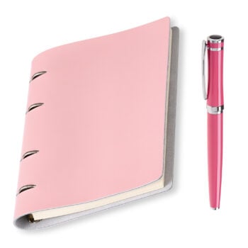 set agendă ivory 2026 piele naturală + stilou white sidef