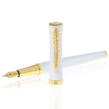 White Gold Stilou Roller Alb Auriu